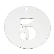 Dije redondo Cifra 5 - 20 mm de Plata Ley 925 espesor 0,4 mm x 1